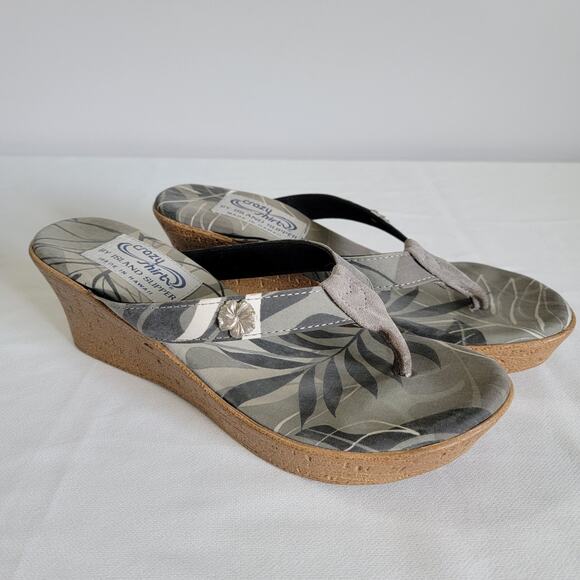 Island Slipper Wedge 3" Heel Sandals Womens Sz 10 Hawaiian Made In Hawaii USA - Picture 1 of 12